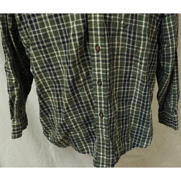 Eddie Bauer Mens Large Reg Green Plaid Heavyweight Button Down Long Sleeve Shirt - Picture 3 of 10